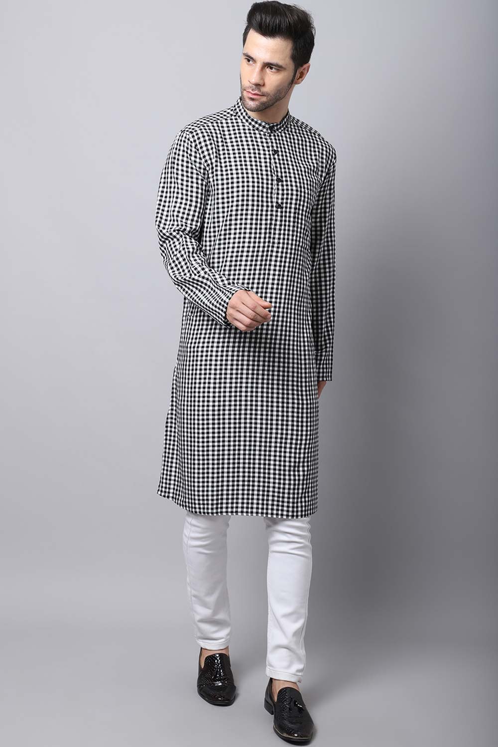 Men's Light Multi Solid Full Sleeve Long Kurta Top