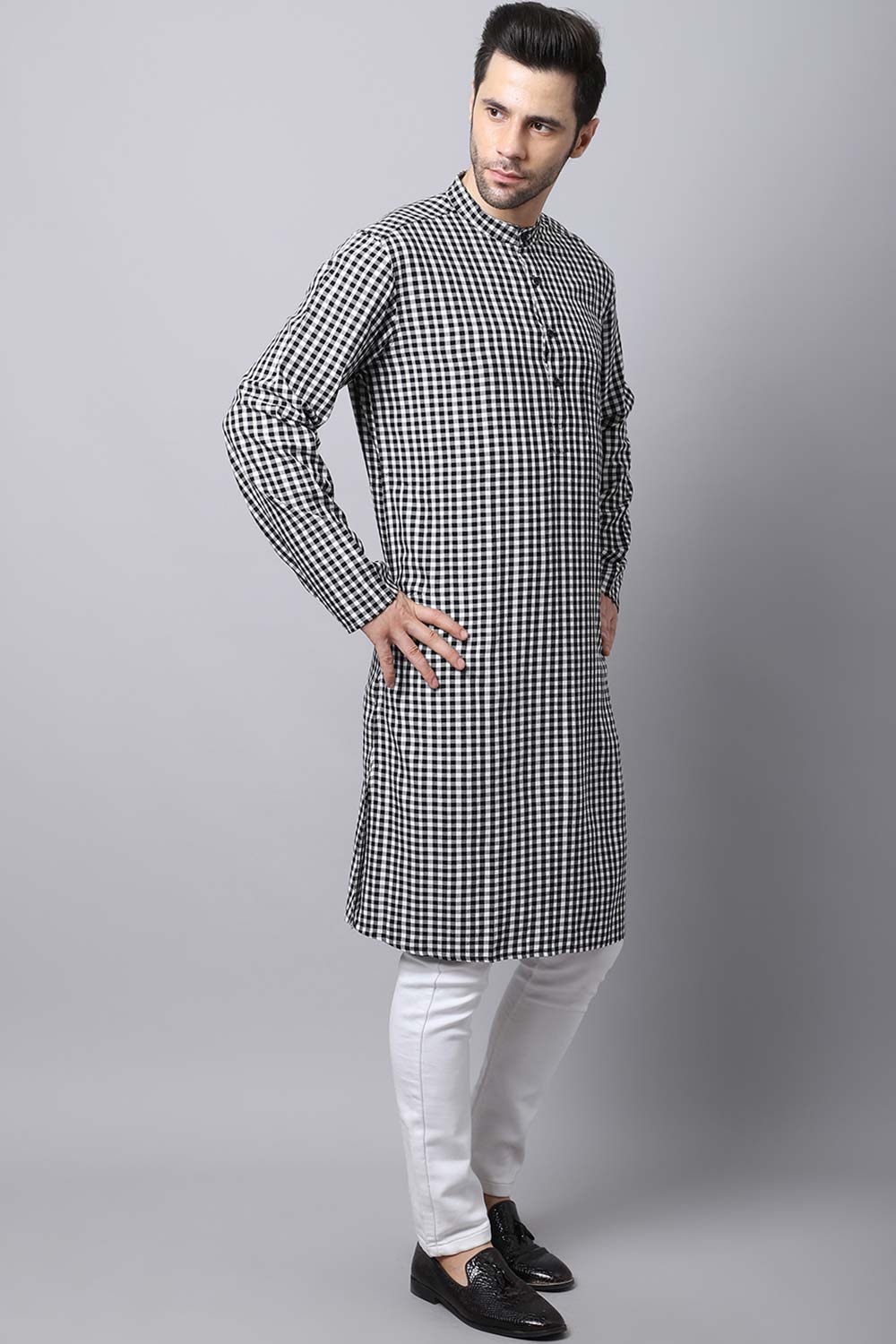 Men's Light Multi Solid Full Sleeve Long Kurta Top