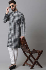 Buy Men's Multi Cotton Self-design Long Kurta Online - KARMAPLACE