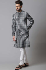 Buy Men's Multi Cotton Self-design Long Kurta Online - KARMAPLACE