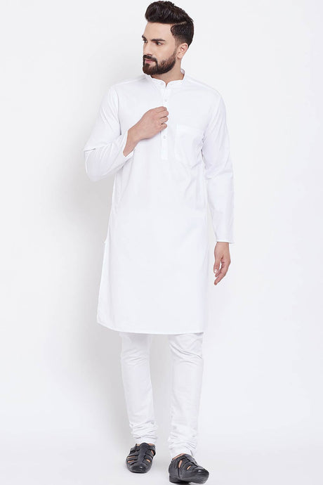 Buy Men's Cotton Solid Kurta in White