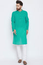 Buy Men's Blended Cotton Solid Kurta in Light Blue