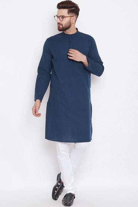 Shop Men's Solid Kurta in Blue