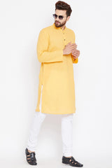 Shop Men's Solid Kurta in Light Yellow