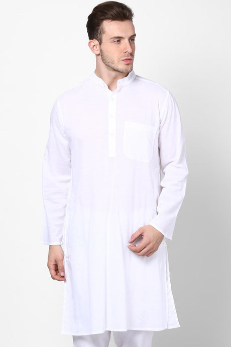 Buy Men's Cotton Solid Kurta in White