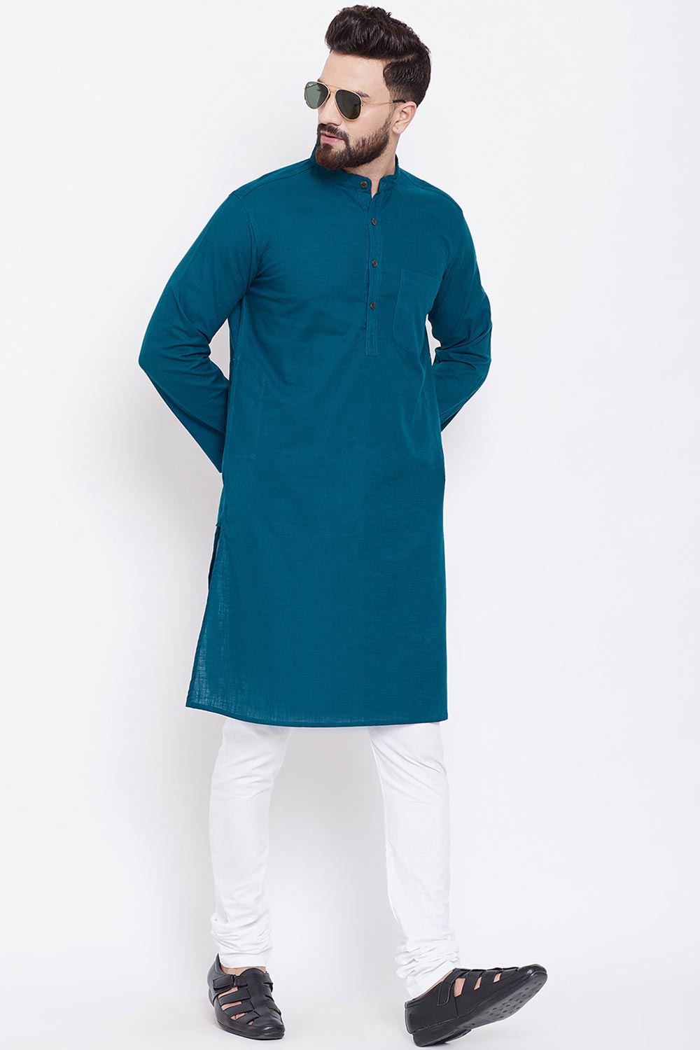 Shop Men's Solid Kurta in Blue