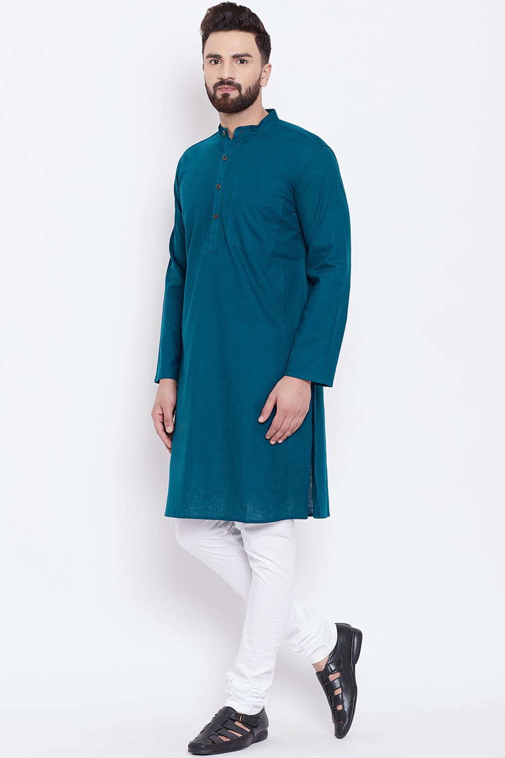 Buy Men's Cotton Kurta in Blue