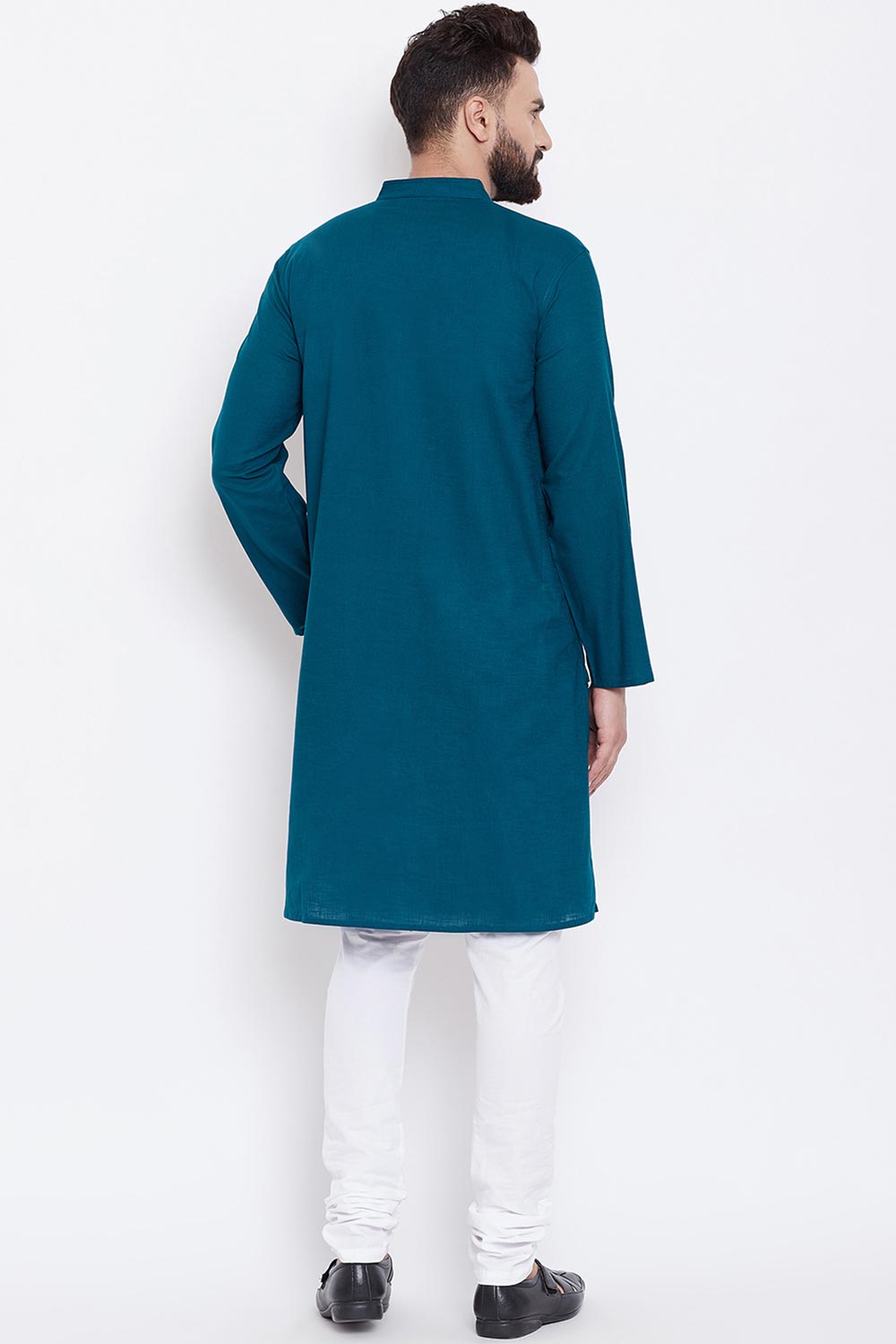 Buy Men's Cotton Solid Kurta in Blue