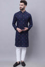 Buy Men's Blue Cotton Abstract Print Long Kurta Top Online