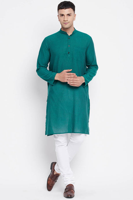 Buy Men's Rayon Solid Sherwani Kurta in Dark Green