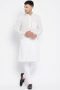 Buy Men's Pure Cotton Stripe Print Sherwani Kurta in Light White