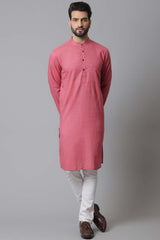 Buy Men's Rust Cotton Stripes Long Kurta Online - KARMAPLACE