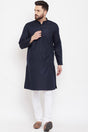 Buy Men's Blended Cotton Solid Kurta in Black