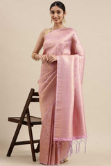 Kanjivaram Litchi Silk Woven Saree in Lavender
