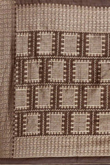 Blended Linen Bagh Saree In Brown