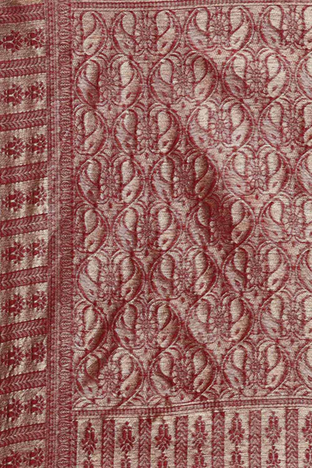 Blended Linen Bagh Saree In Maroon