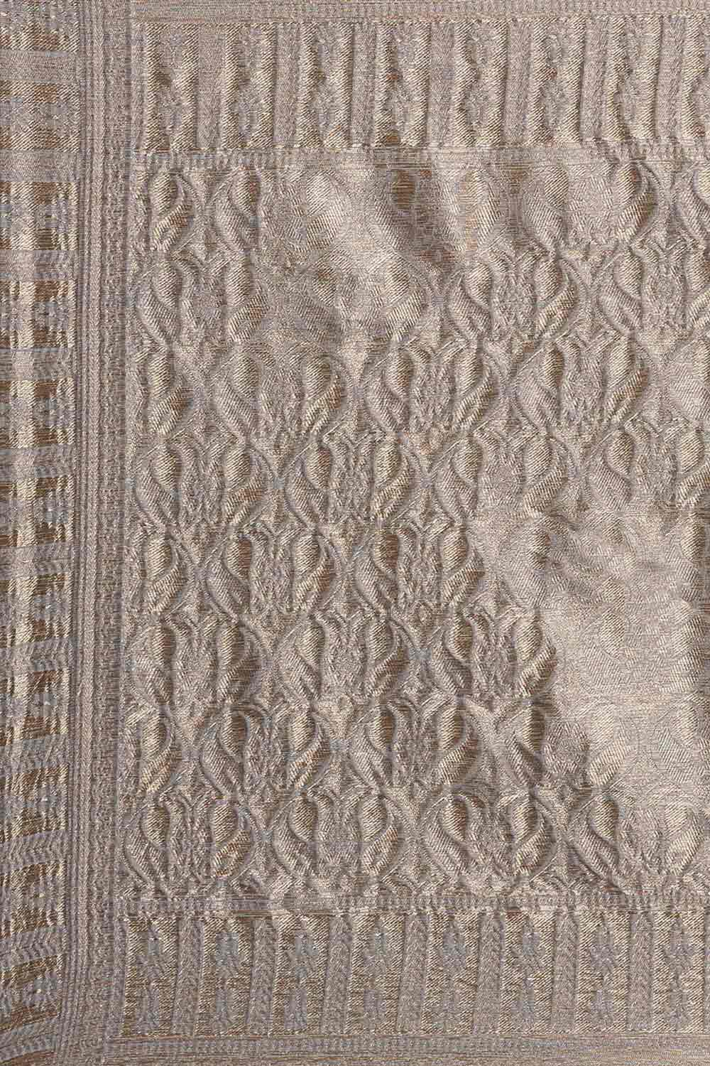 Blended Linen Bagh Saree In Grey