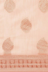 Blended Linen Bagh Saree In Peach