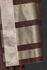 Linen Brown Woven Design Celebrity Saree