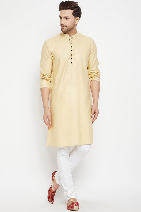 Buy Men's Pure Cotton Solid Kurta in Beige