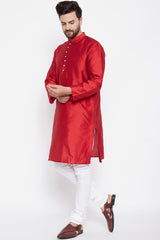 Buy Men's Solid Kurta in Red