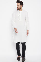 Buy Men's Dupion Art Silk Solid Kurta in White
