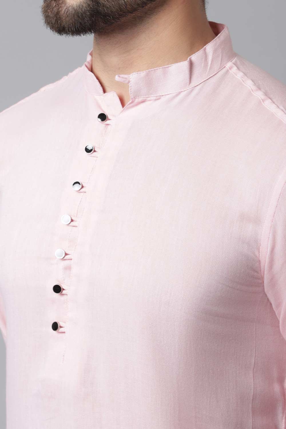 Buy Men's Pink Cotton Solid Long Kurta Online - KARMAPLACE