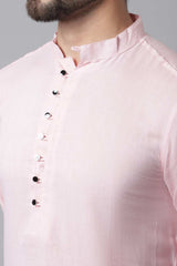 Buy Men's Pink Cotton Solid Long Kurta Online - KARMAPLACE