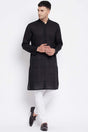 Buy Men's Pure Cotton Woven Checks Sherwani Kurta in Black