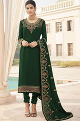 Buy Faux Georgette Embroidered Dress Material in Green