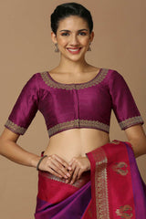 Magenta Silk Elbow Length Padded Blouse