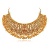 Alloy Necklace With Earrings And Maang Tikka In Gold