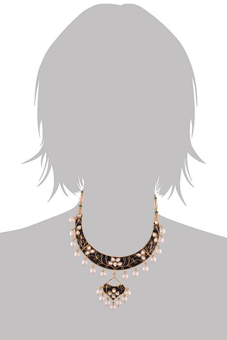 Buy Women's Alloy Necklace & Earring Sets in Black - Back
