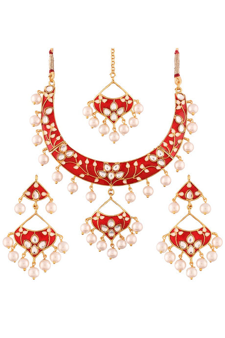 Buy Women's Alloy Necklace & Earring Sets in Red