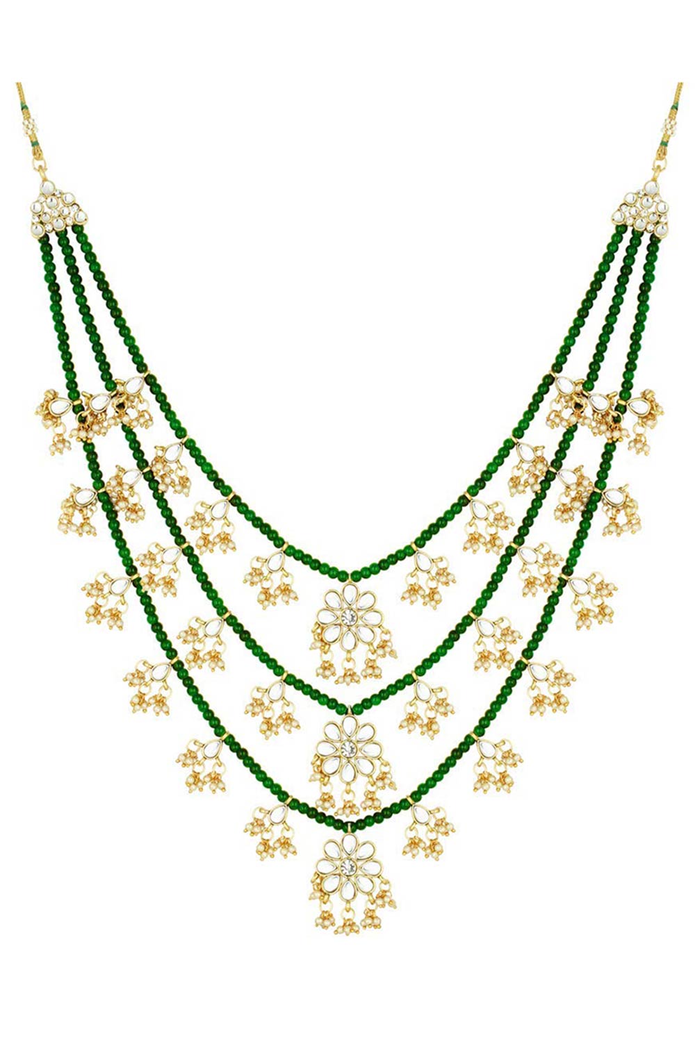 Buy Women's Alloy Necklace & Earring Sets in Green - Zoom in