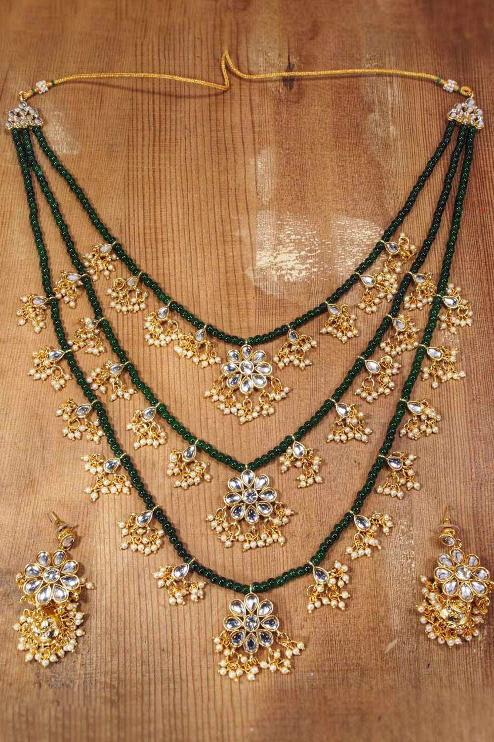 Buy Women's Alloy Necklace & Earring Sets in Green