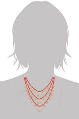 Buy Women's Alloy Necklace & Earring Sets in Red - Back