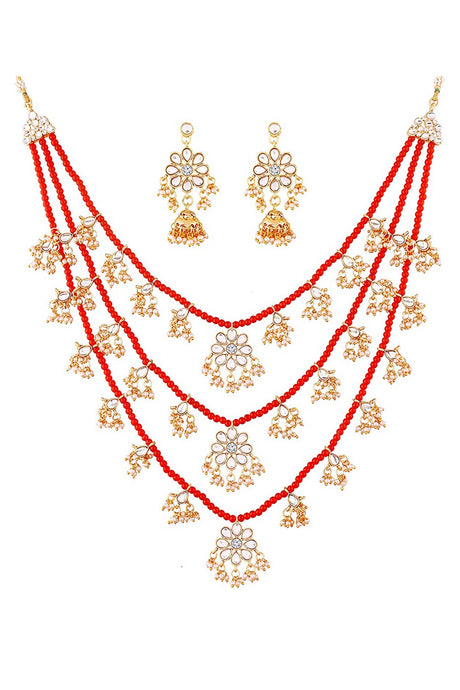 Buy Women's Alloy Necklace & Earring Sets in Red