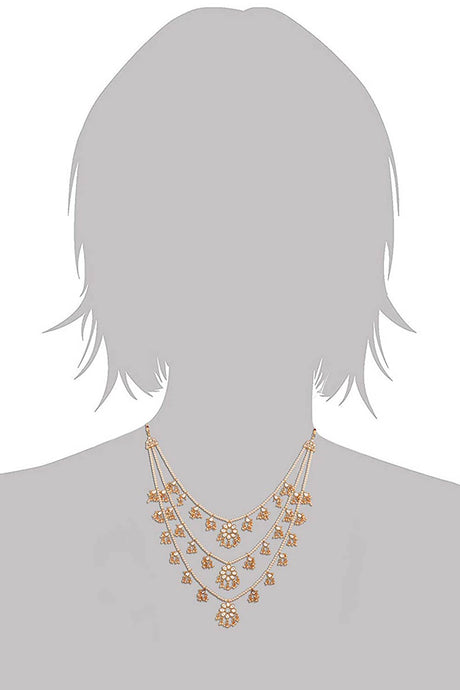 Buy Women's Alloy Necklace & Earring Sets in White - Back
