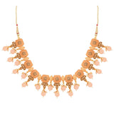 Alloy Choker Necklace Set with Earrings and Maang Tikka in Pink