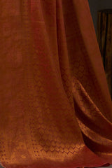 Red Silk Blend Paisley Woven Design Saree