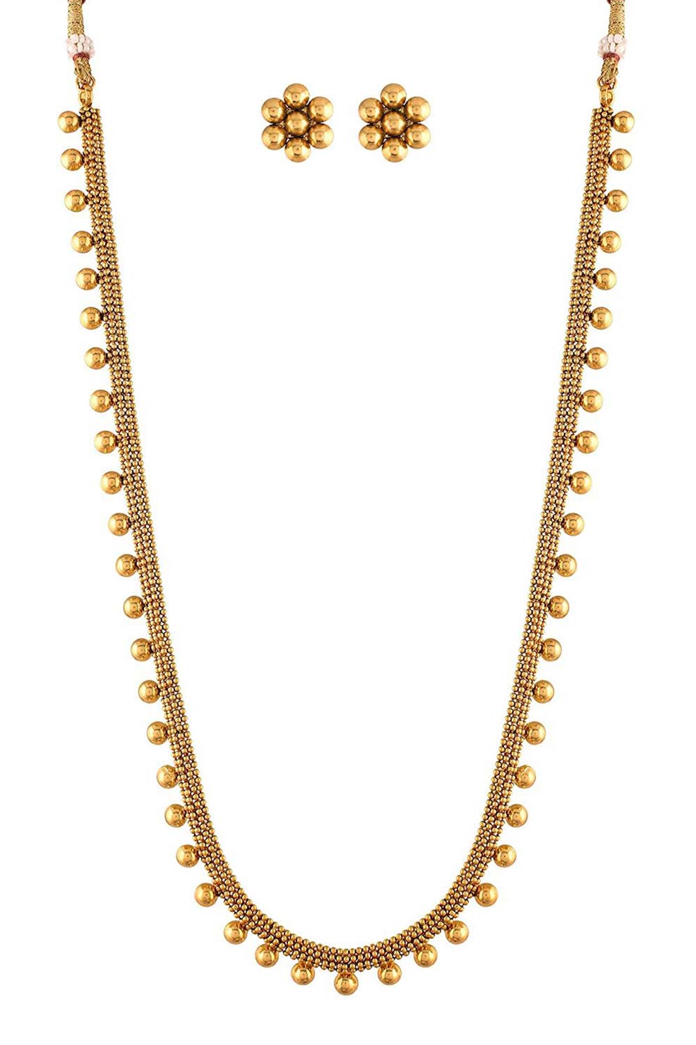 Buy Women's Alloy Long Necklace and Earring Sets in Gold - Back