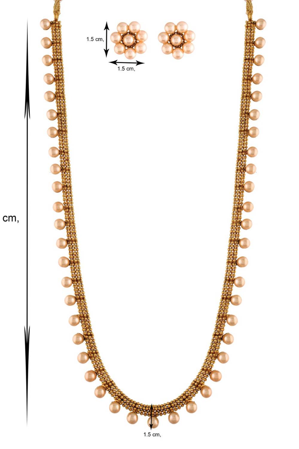 Buy Women's Alloy Moti Necklace and Earring Sets in Cream - Zoom Out