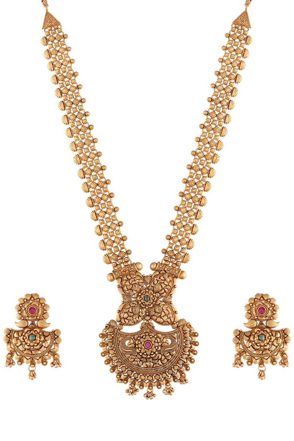 Buy Women's Alloy Flower Necklace and Earring Sets in Gold - Back