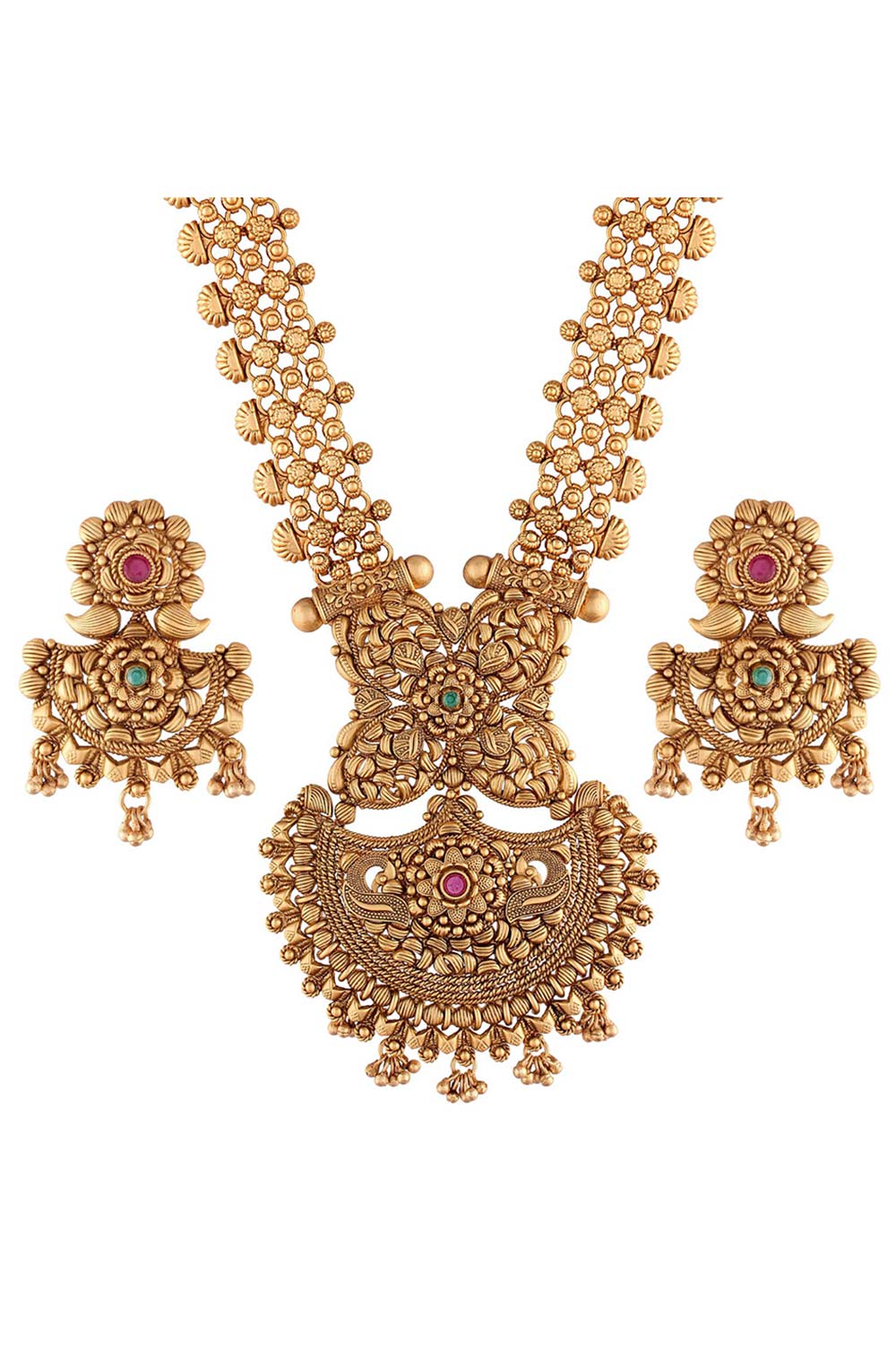 Buy Women's Alloy Flower Necklace and Earring Sets in Gold - Side