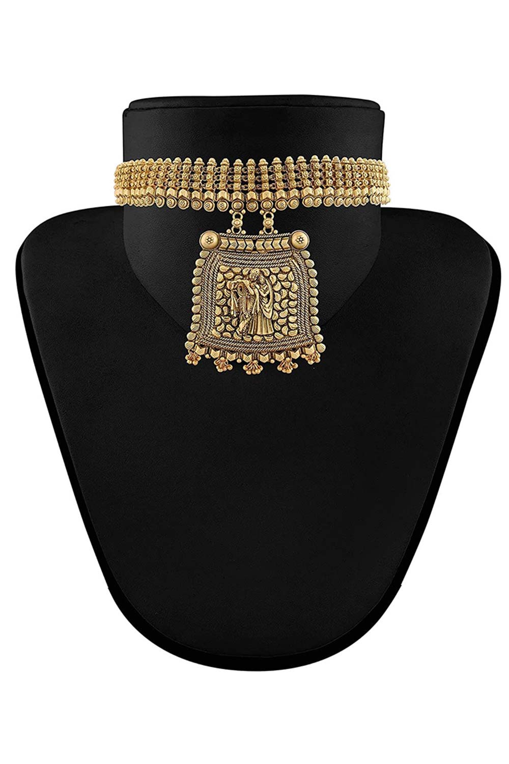 Buy Women's Alloy Radha Krishna Choker Set in Gold - Back