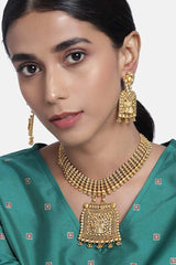 Buy Women's Alloy Radha Krishna Choker Set in Gold - Front