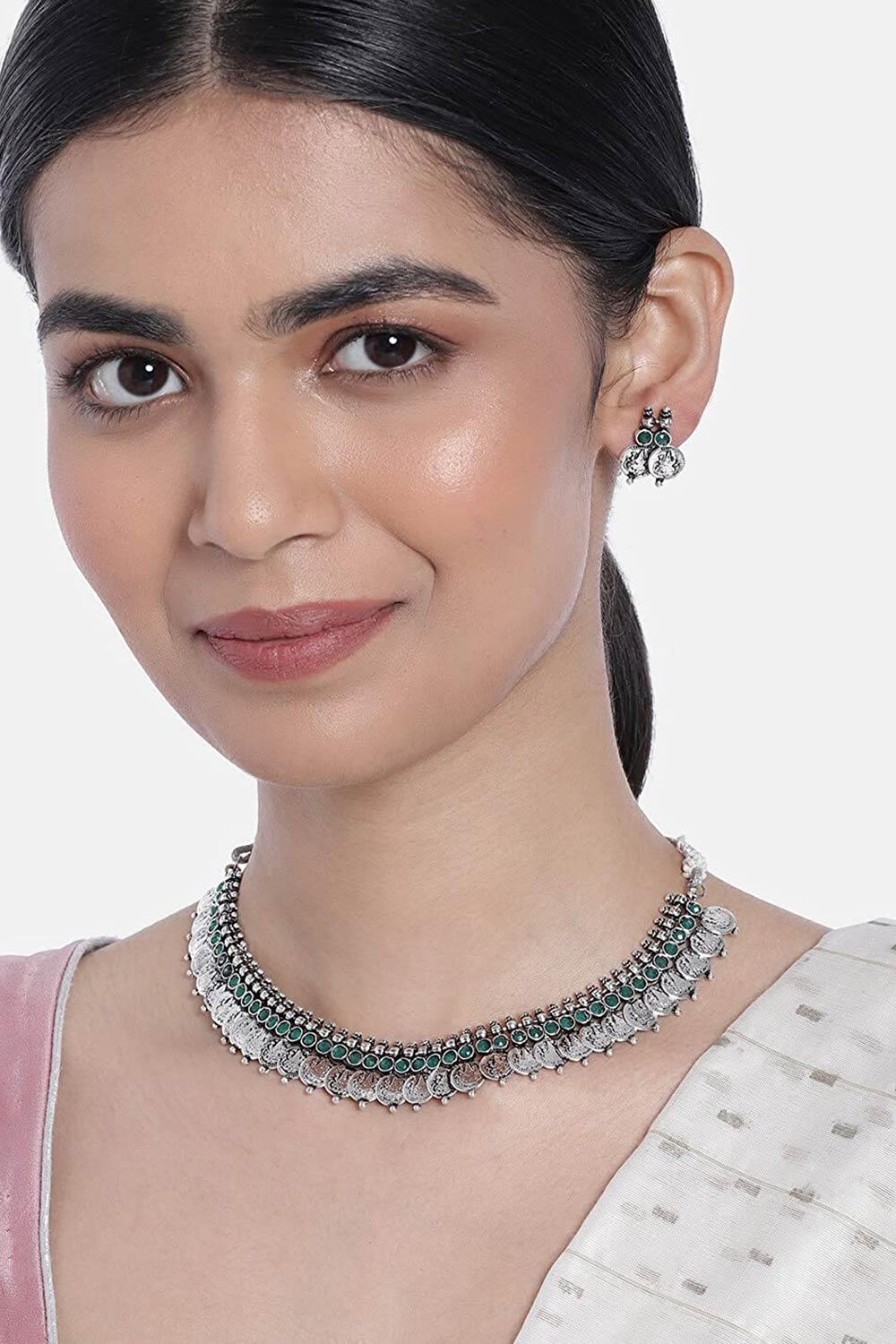 Buy Women's Alloy Necklace & Earring Sets in Green