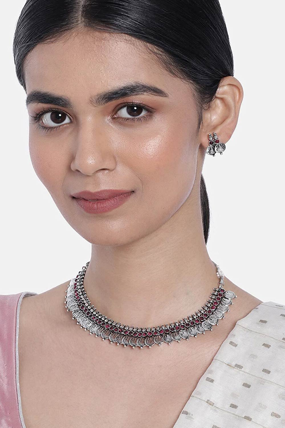 Buy Women's Alloy Necklace & Earring Sets in Pink