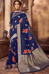 Art Silk Woven Saree In Blue